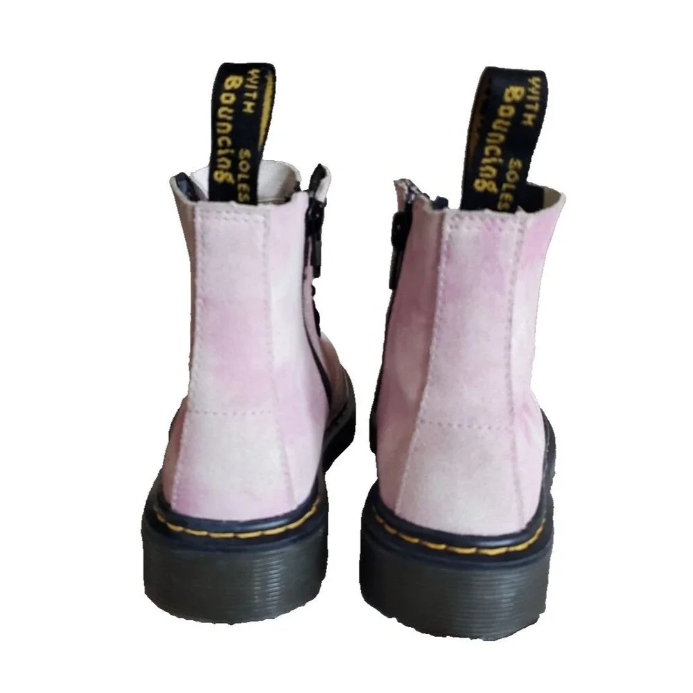 Dr. Martens 1460 Pascal J Boots Kids Size 12 Pink Suede Tie Dye Combat Zip Fairy
